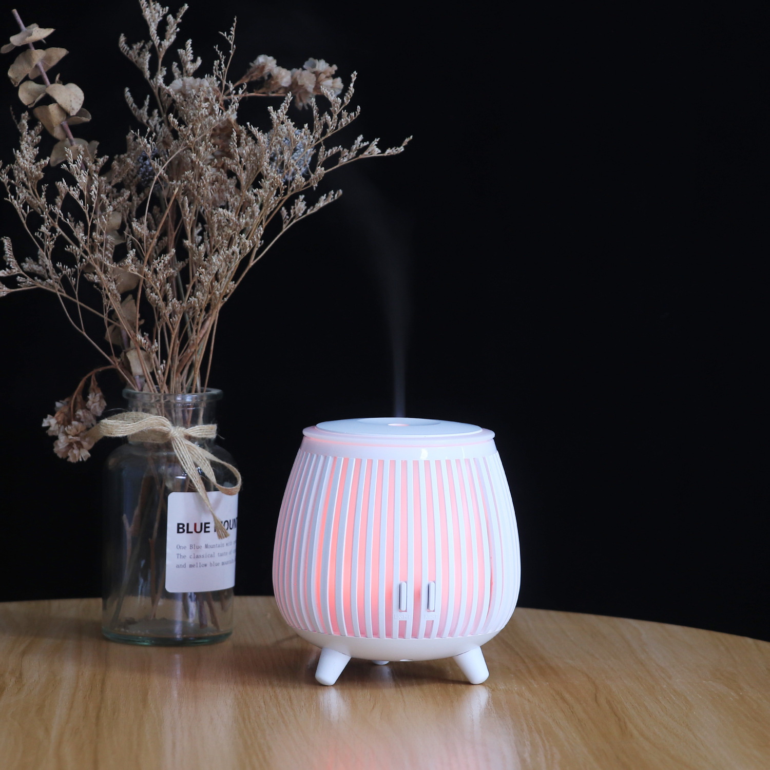 국경 간 전자 상거래 공장 도매 중공 에센셜 오일 가습기 나뭇결 에센셜 오일 공기 청정기 아로마 테라피 기계 홈 테이블