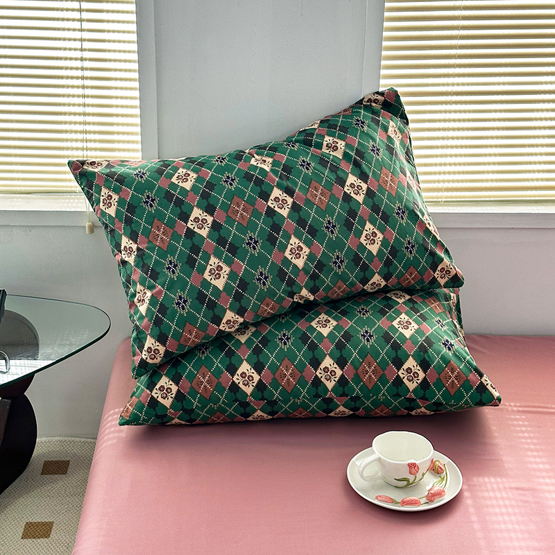 Completo lenzuola in cotone lavato motivo geometrico_voghion.com