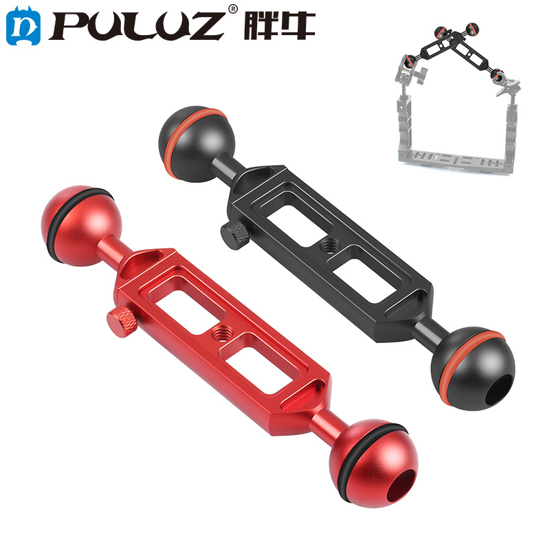 PULUZ Fat Cow deportes Cámara fotografía longitud ajustable de buceo soporte 25mm diámetro doble bola faro brazo