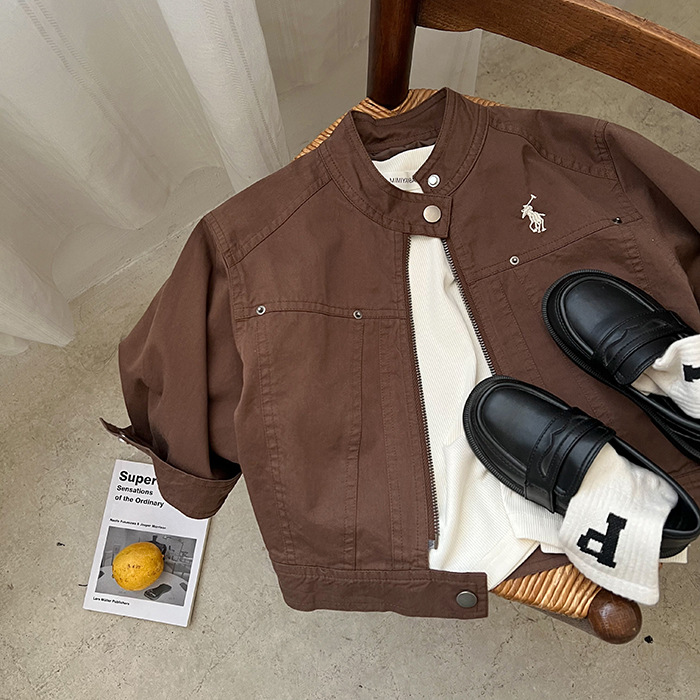 Chaqueta infantil estrella redonda otoño ropa de niños para hombres y mujeres nueva chaqueta de moda bebé camisa con cremallera chaqueta coreana