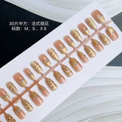 30片手工穿戴甲法式煙花新款可分3個碼數可拆卸成品甲片可拆卸