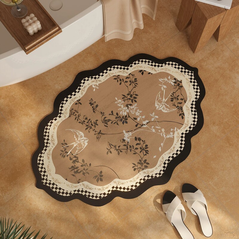 Medieval-Style Diatomaceous Earth Floor Mat for Bathroom and Toilet, Non-Slip, Water-Absorbent, Decorative Foot Mat for Entryway, Dirt-Resistant and Wear-Resistant Door Mat