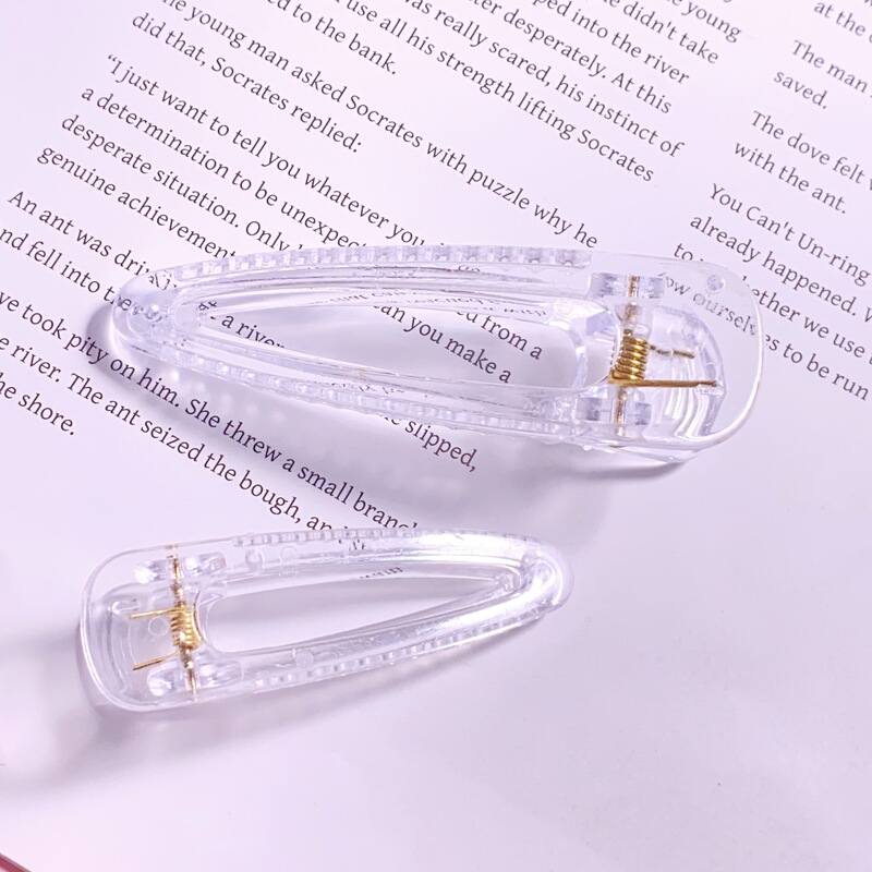 New Transparent Acrylic 8cm Cut Out Water Drop Clip Side Clip Bangs Clip Girls Broken Hair Clip DIY Jewelry Base Clip