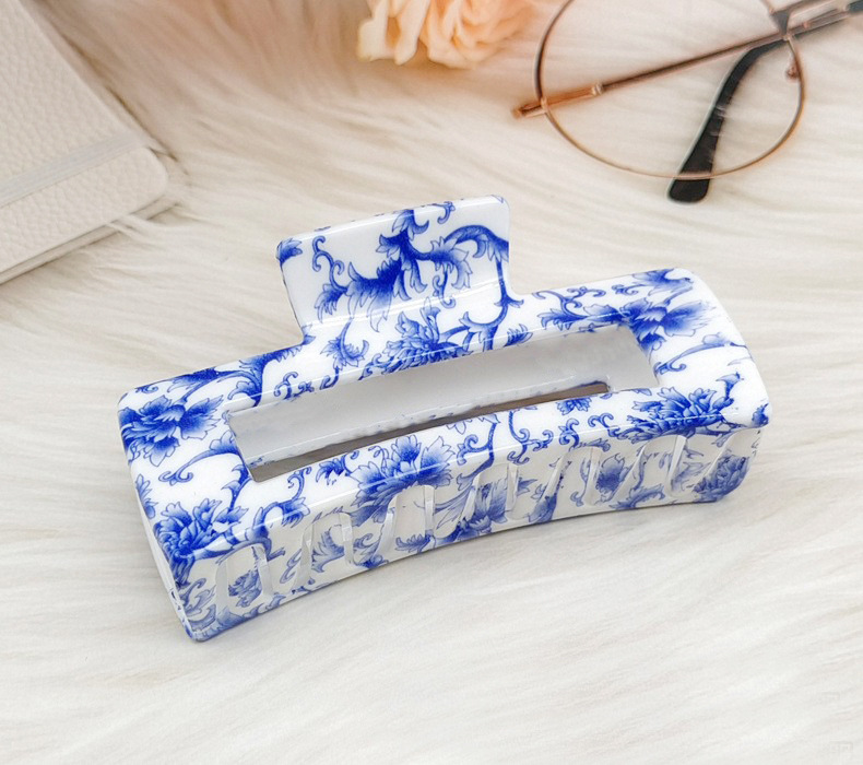 8.5cm 사각 클립 (파란색과 흰색 도자기)