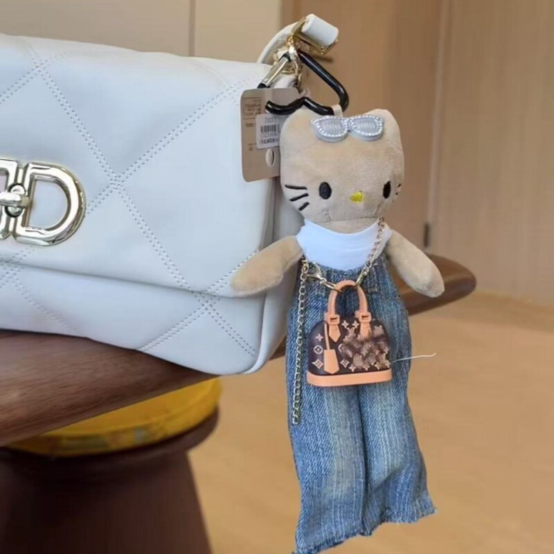 可爱长腿猫挂件kitty包包挂件毛绒玩偶公仔书包kt挂饰女生可爱饰|undefined