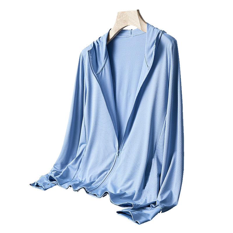 야외 후드 썬 스크린 세트 얇은 단색 홍콩 스타일 아이스 실크 캐주얼 남성 새 봄과 여름 긴 소매 간단한 자켓