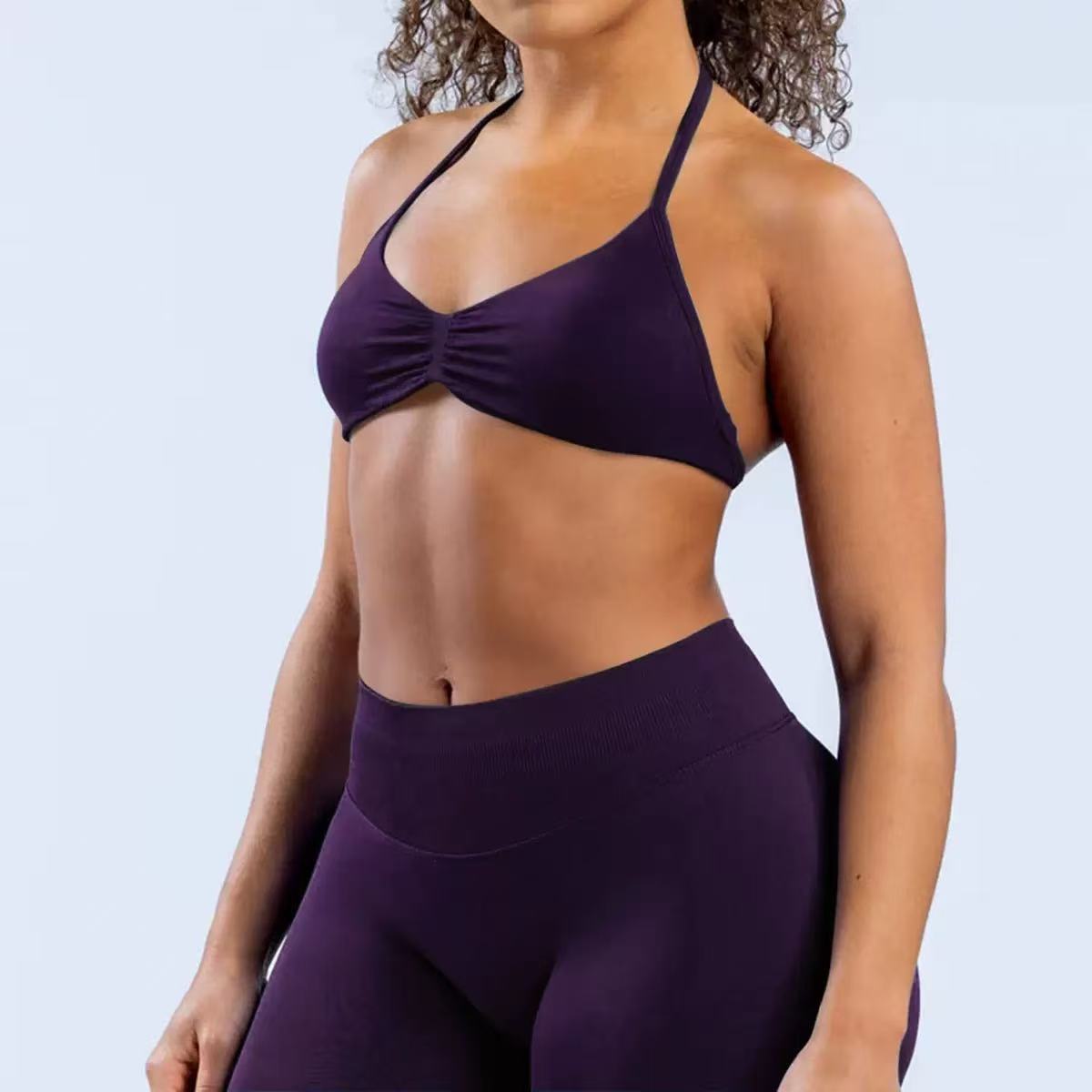 Bra deportivo de cuello colgante transfronterizo Europa y América nuevo entrenamiento físico ropa interior rápida secado yoga pequeño sujetador