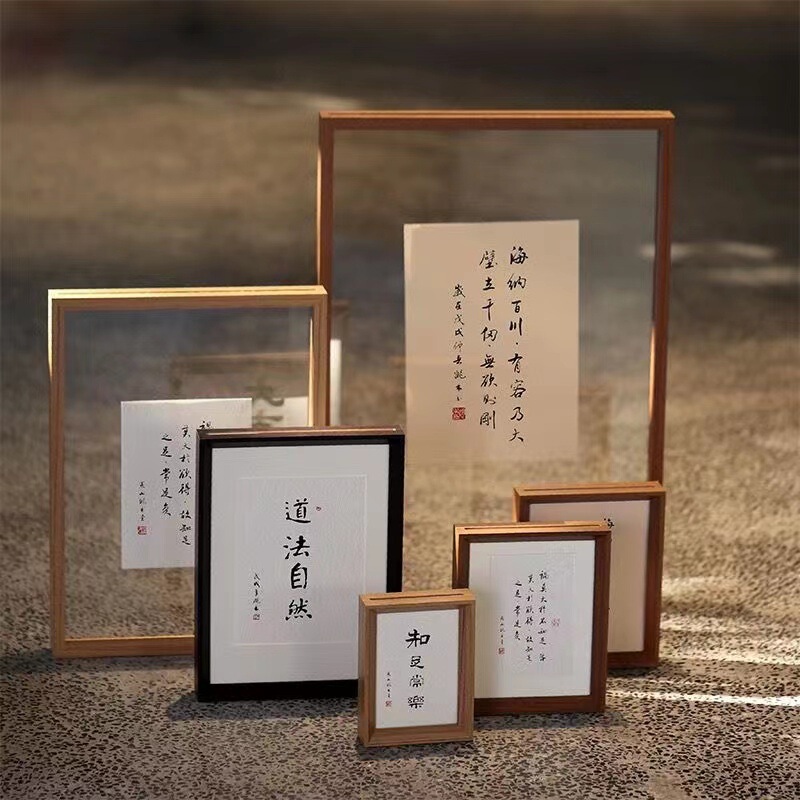 Double-Sided Transparent Glass Acrylic Photo Frame Calligraphy Calligraphy and Painting Display Table Transparent Film Large Size Extra Large Frame
