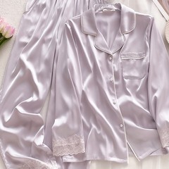 21姆米重磅真丝睡衣女春夏chun色桑蚕丝长袖长裤家居服套装外穿25