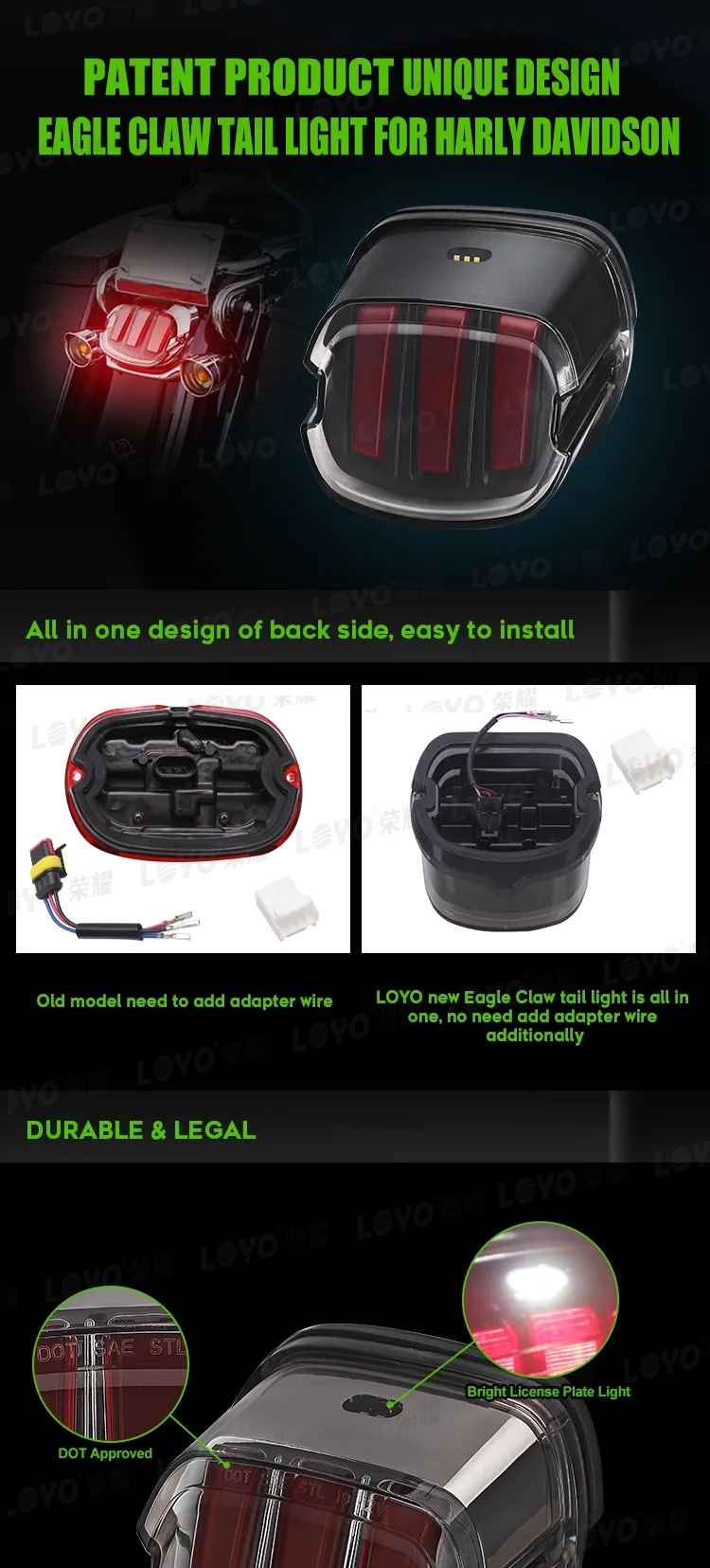 Cross border hot sale suitable for Harley Motorcycle LED tail light motorcycle signal light eagle claw tail light
