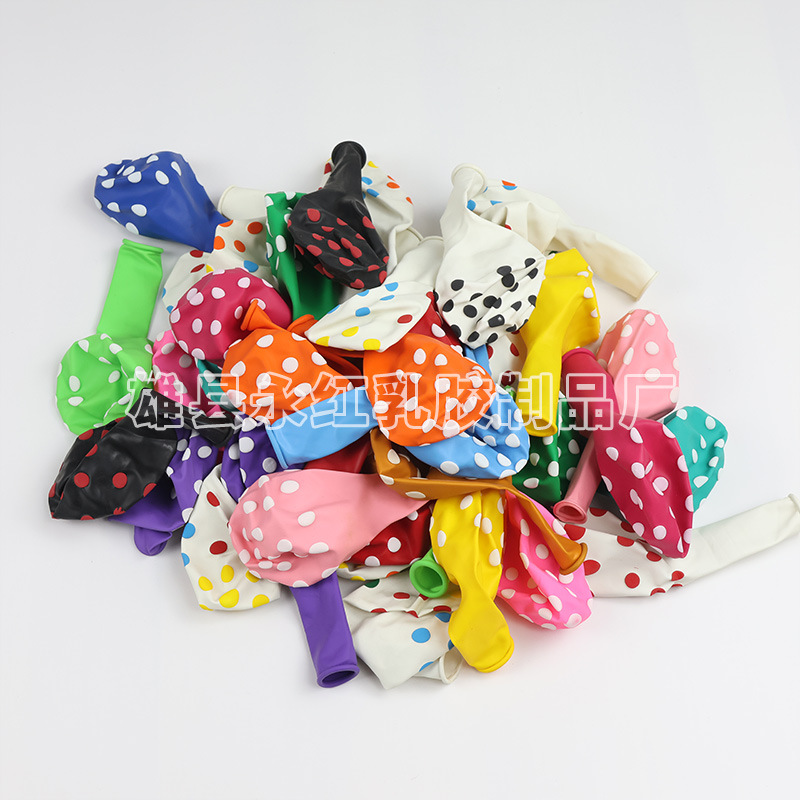 12 pulgadas ondulado punto de globo espeso punto de color globo impreso globo de látex redondo