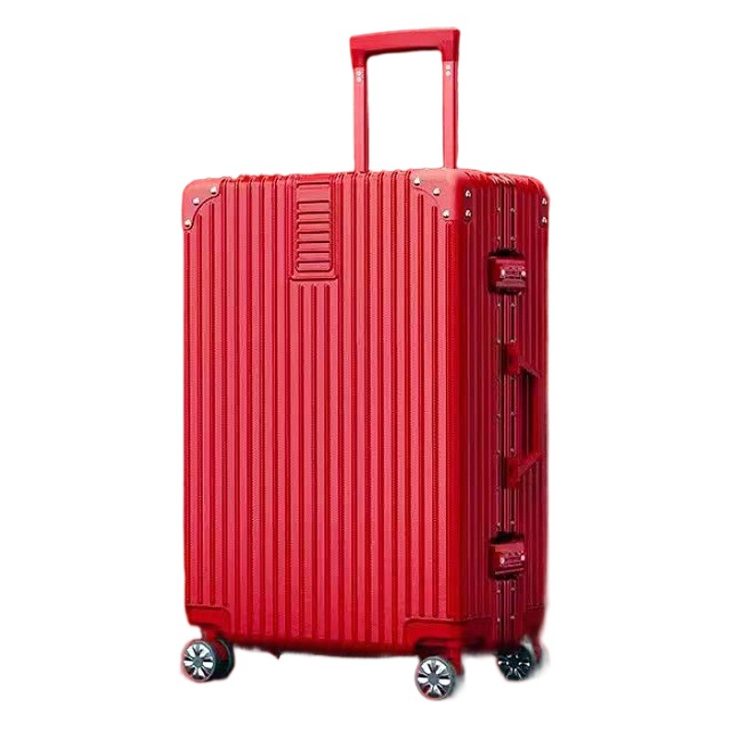 Boda rojo equipaje rojo boda dote equipaje caja de la carretilla mujer cuero caso novia dote boda maleta