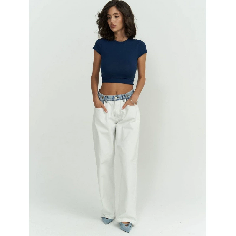 Европейский и американский стиль нишевые новые джинсы горячие девушки модные цвета талии дизайн головы тонкая прямая брюки женские оптом