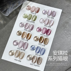 白月光陶瓷猫眼指甲油胶秋冬系列爆闪晶石瓷白猫眼胶美甲专用5ml