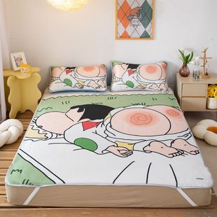 Summer 2024 Crayon Shin-Chan Cooling Mat Milk Silk Four Seasons Bedroom Ice Silk Mat Cartoon Student Cute