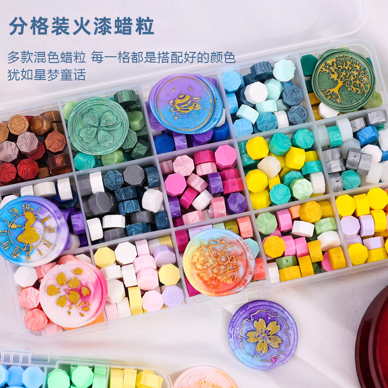 10 grids 24 grids fire paint wax particles sealing wax hand ledger wax seal octagonal fire paint seal grid wax particles wholesale