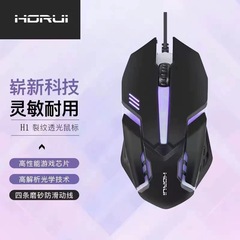 ゲーム有線発光マウスUSBノートパソコンオフィスホーム7色バックライトゲームマウス