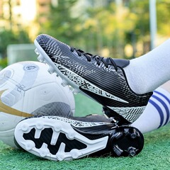 C羅跨境低幫足球鞋男女兒童碎釘晉江人造草坪長釘學生比賽訓練鞋