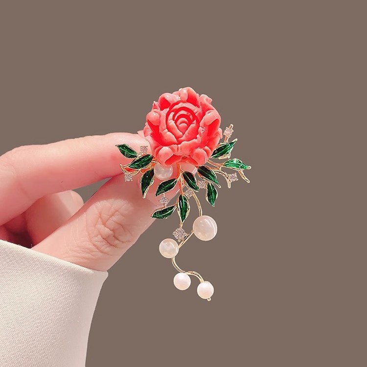 Chinese Style Peony Flower Brooch High-end Women's Luxury Vintage Pearl Flower Pin High-end Clothes Corsage Accessories
