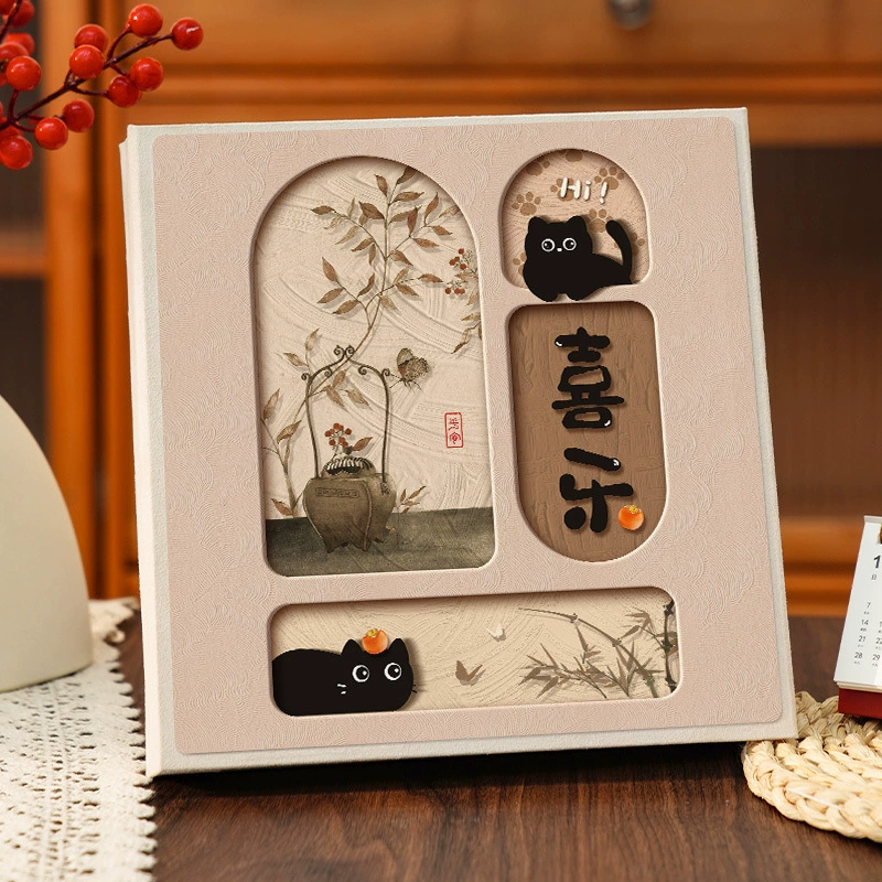 Ламинированный фотоальбом «сделай сам» с изображением кота, самоклеящийся семейный альбом для пары, детские воспоминания, креативный подарок, памятный альбом