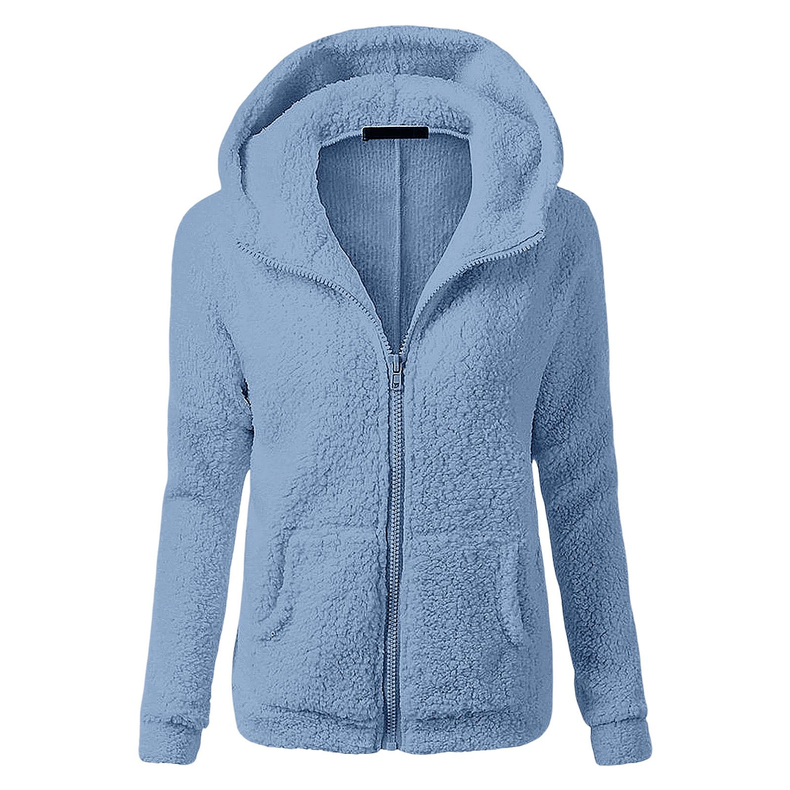 Cross-Border Amazon 2025 Autumn and Winter New Women's Fashion Solid Color Sweatshirt Loose Hooded Plush Zipper Jacket Top