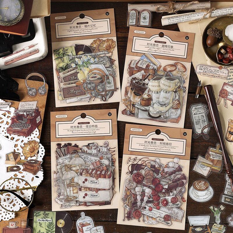Infeel.Me time attachment series PET sticker bag light vintage coffee book Journal base decorative sticker Infeel.Me time attachment series PET sticker bag light vintage coffee book Journal base decorative sticker