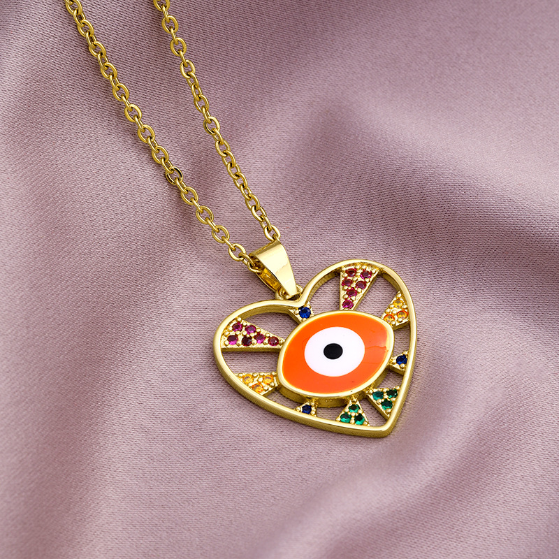 Electroplating Gold Plating Process 18K Gold Plated Plating Material Wholesale Original Design Fashion Heart Stainless Steel Copper 18K Gold Plated Zircon Necklace