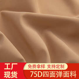 现货75D冲锋衣四面弹连衣裙面料高垂感透气休闲小西裤弹力布批发