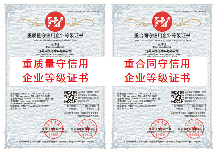 重质量 与重合同等级证书