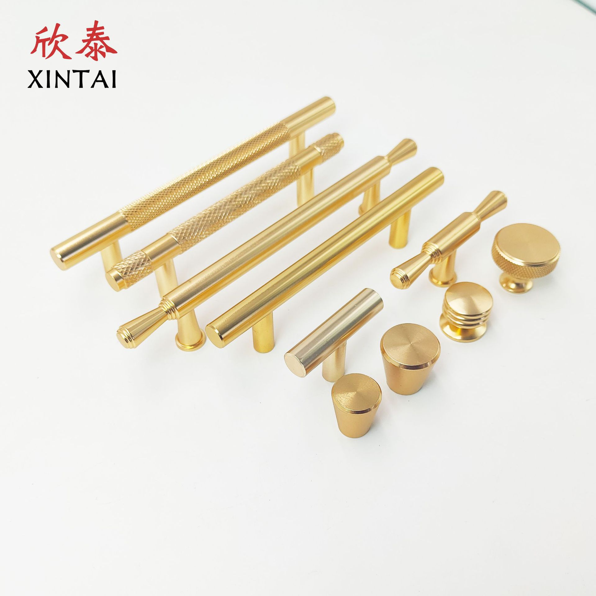 滾花拉手金色鋁合金櫃門單孔拉手抽屜床頭櫃櫥櫃衣櫃圓錐門把手