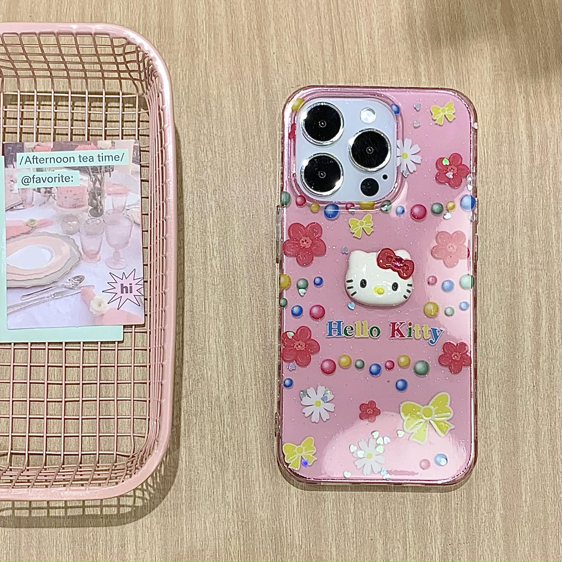 Chica corazón tridimensional KT gato para Apple 15Pro/16Pro funda para teléfono móvil 14ProMax flor 13/14 hembra 16