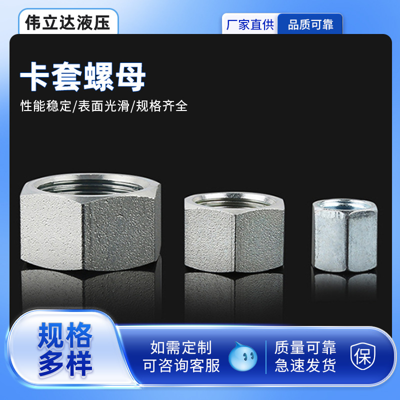 现货供应不锈钢卡套式螺母NL/NS六角螺旋纹纹轻型不锈钢连接套头