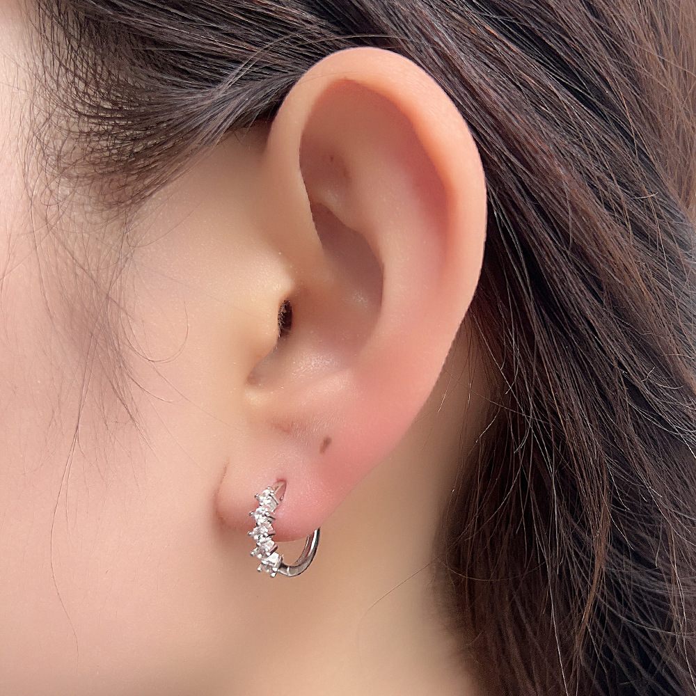 Europa y América, comercio exterior, círculo transfronterizo, diamante en forma de C, circón, moda personalizada, pendientes de plata esterlina s925, pendientes, accesorios para orejas