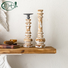 美式鄉村復古做舊蠟燭台民宿門廳玄關擺件裝飾品婚慶拍攝裝飾道具