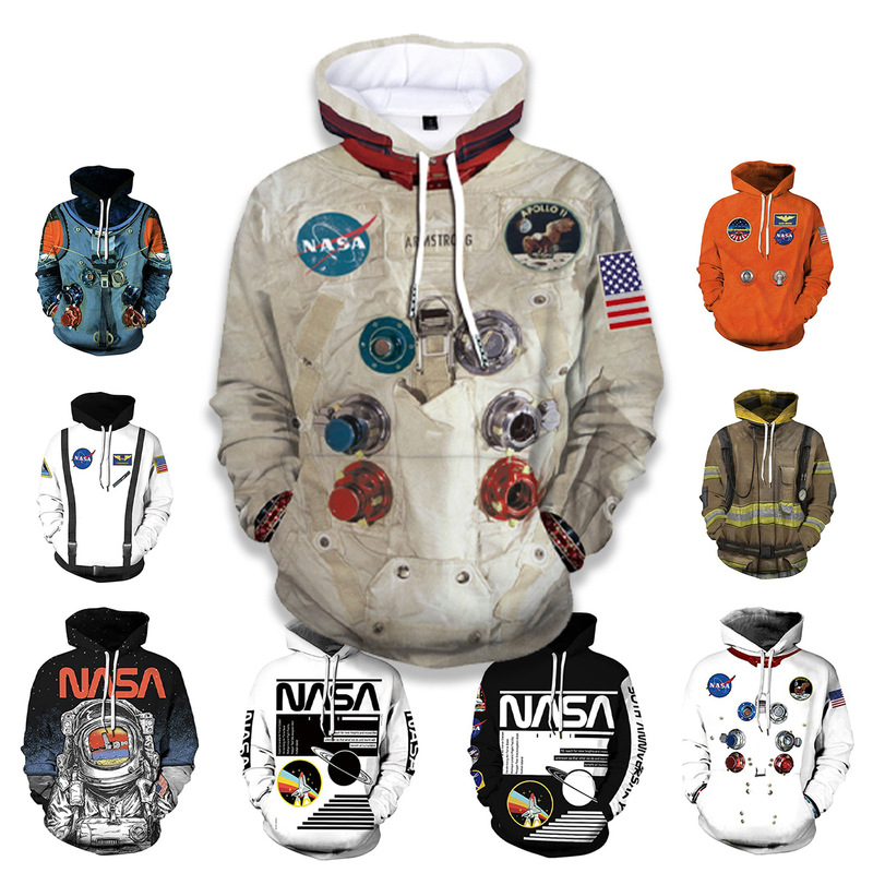 New NASA space suit with 3D digital printing hooded vests European and American men's and women's hoodies a generation of hair