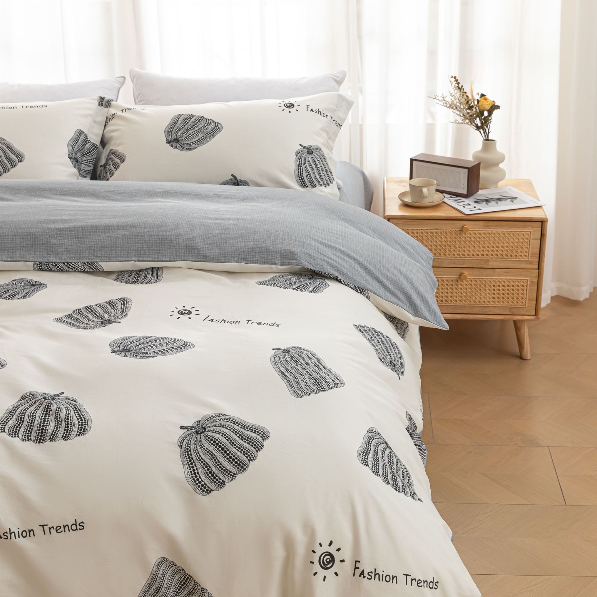 Juego de cuatro piezas de algodón fresco, juego de tres piezas de algodón, funda de edredón gruesa para el hogar, sábana de dormitorio, lijado, cama individual para estudiantes