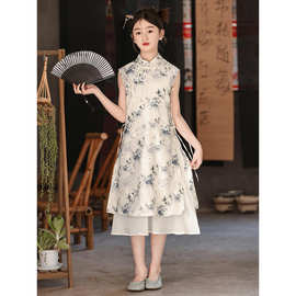 女童汉服连衣裙新中式儿童旗袍公主裙夏装2024新款女孩超仙背心裙