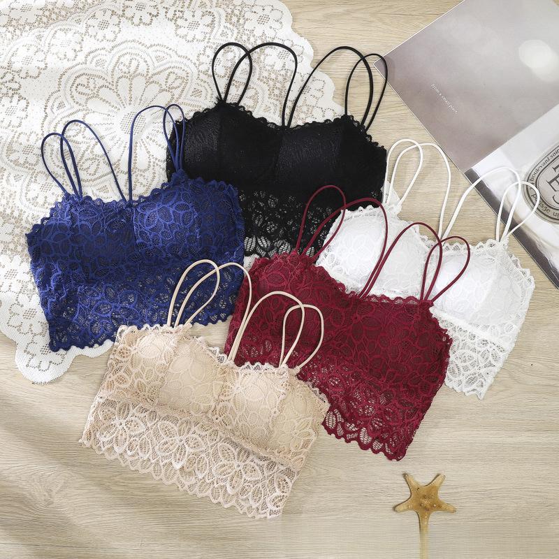 2025 New Cross-Border Dropshipping 5-Piece Sexy Lace Cut Out Wireless Bra 5-Piece Set
