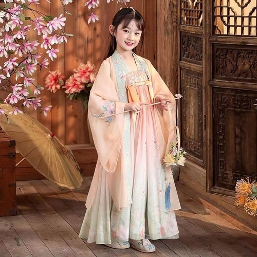 Children hanfu girls summer ancient super fairy costume Ru summer wind dress girl Chinese skirt outfit performance