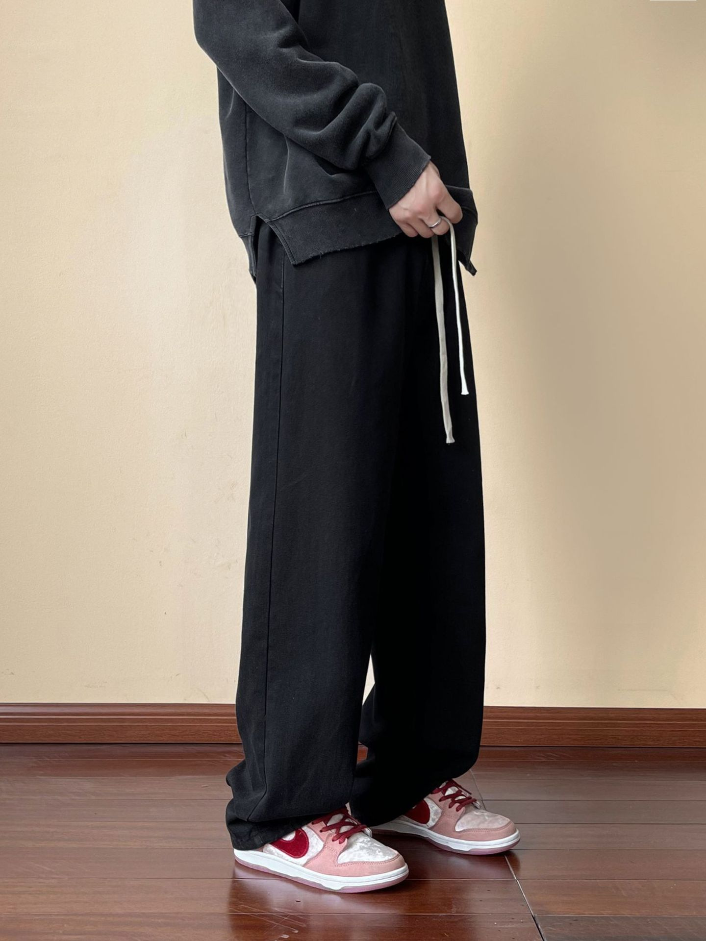Pantalones Jeans Rectos Holgados para Hombre de Algodón con Cintura Elástica para Uso Casual