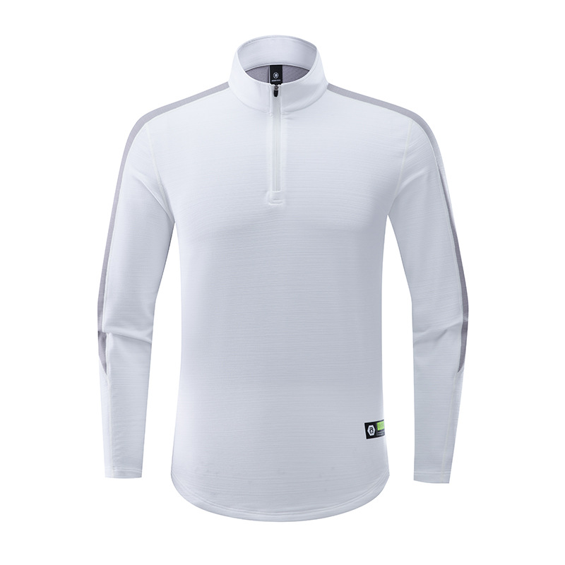 Primavera y otoño de los hombres al aire libre collar rápido ropa seca correr entrenamiento de acondicionamiento físico transpirable medio cremallera manga larga personalizada LOGO