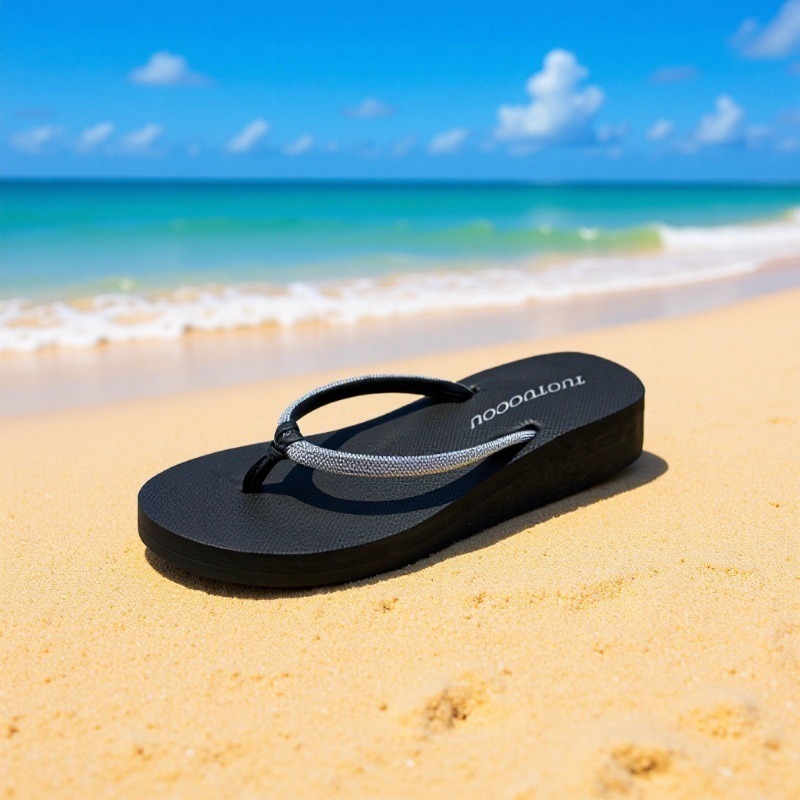 Neue Damen-Sommer-Strandsandalen 2026: Hochwertige Keilsandalen mit dicker Sohle und Strasssteinen für den Strand – perfekt für draußen._voghion.com