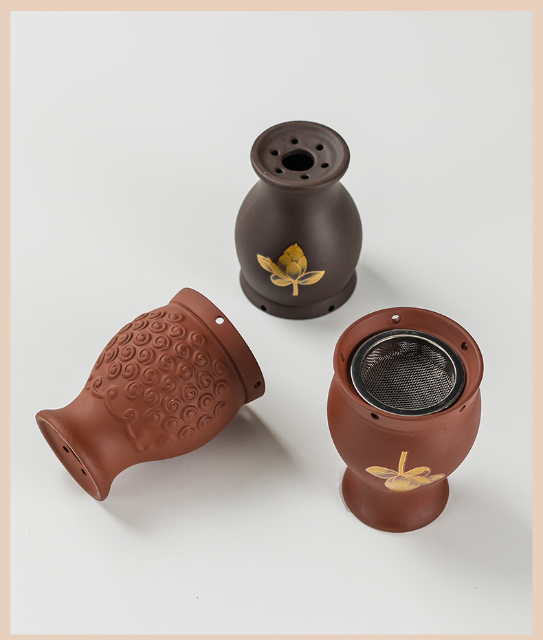 Purple Clay Moxibustion Dragon Jar Double Layer Heat Insulated Ceramic Cup Gua Sha Massage Tool for Home Use preparation