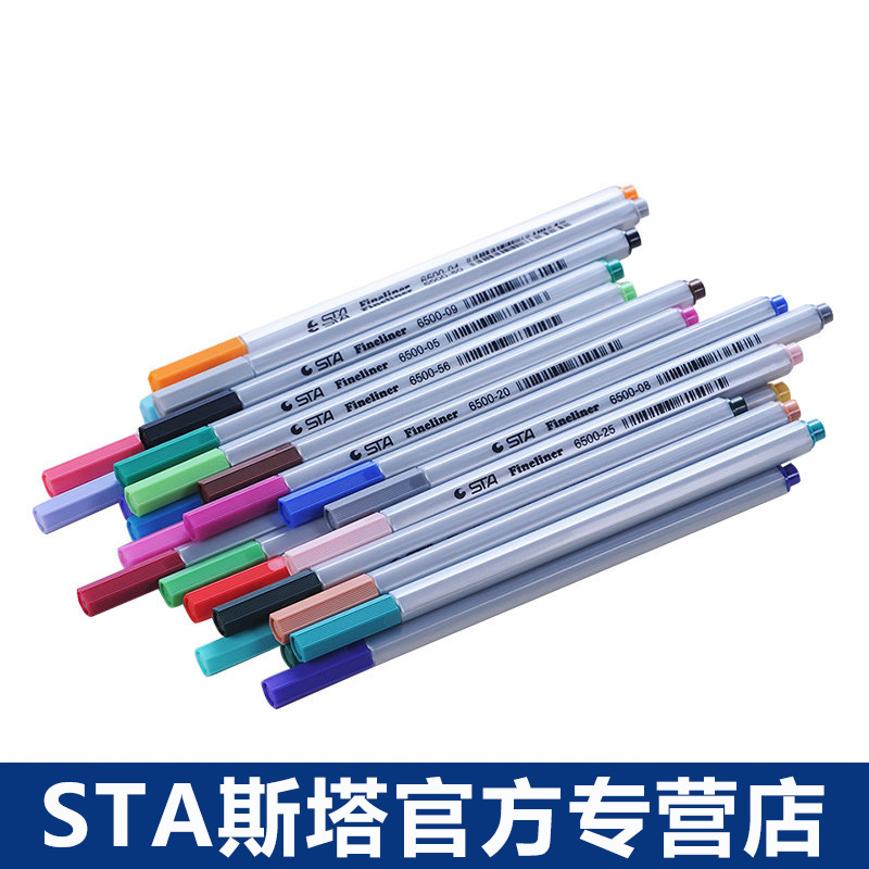 Sta 6500 pluma de gancho de color pluma de dibujo pluma de aguja pintada a mano dibujos animados carrera simple línea de dibujo especial de 26 colores