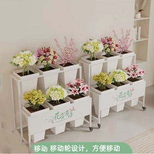 Stall with Brand Movable Flower Rack Multi-layer Awakening Flower Flower Display Rack Iron Multi-layer Flower Rack Wedding Shelf