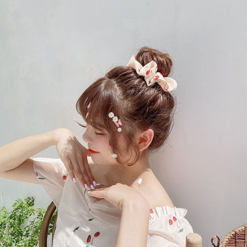 Large intestine hair band for women simple Korean ins love chiffon hair rope cute girl tied hair rubber band fat intestine hair accessories