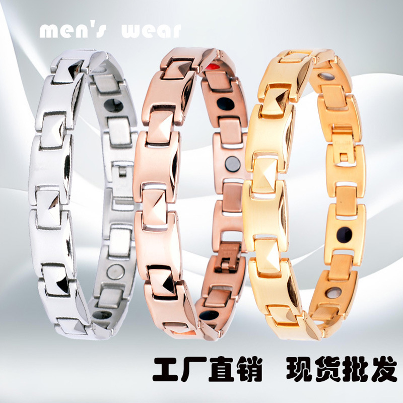 Titanium Steel Jewelry Stainless Steel Bracelet Magnet Bracelet Cross-Border Popular E-Commerce Hot Selling Men's Energy Spot Wholesale