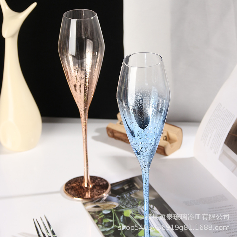 Taza de champagne de lujo ligero europeo, taza de vino de vidrio de alto valor creativo, taza de vino francesa