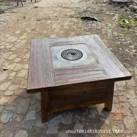 围炉老榆木煮茶火锅小方桌实木民宿茶台家用阳台茶几户外茶桌