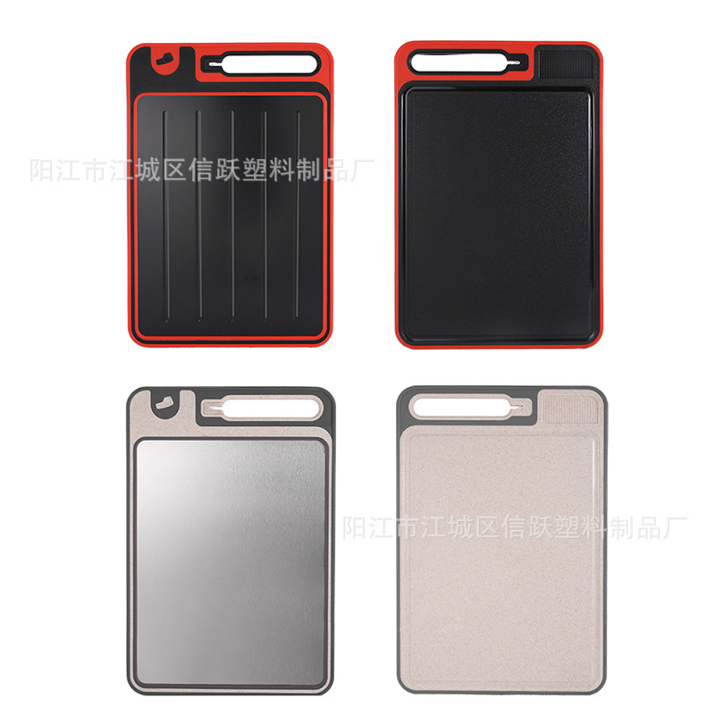 Placa de verduras multifuncional de descongelación de doble cara Placa de verduras de aleación de aluminio con afilador de ajo de molienda Pintura de pulverización Placa de corte de verduras de molienda